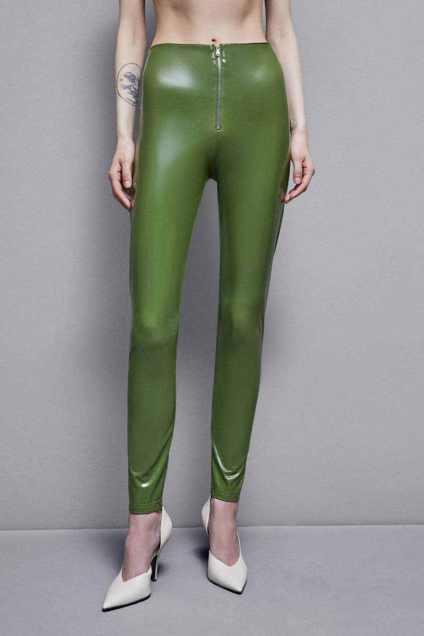 Green Patrizia Pepe High-waisted Faux Leather Leggings | BKJ614750