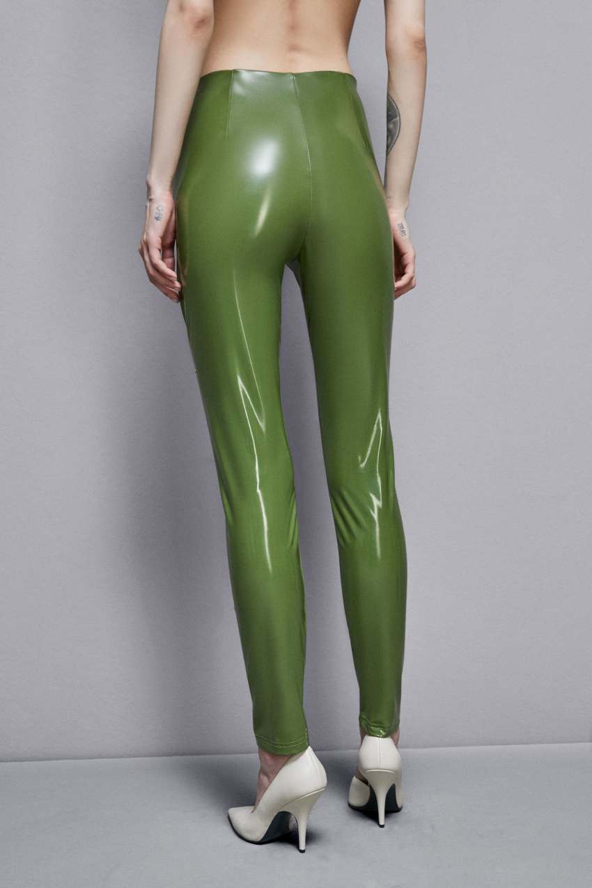 Green Patrizia Pepe High-waisted Faux Leather Leggings | BKJ614750