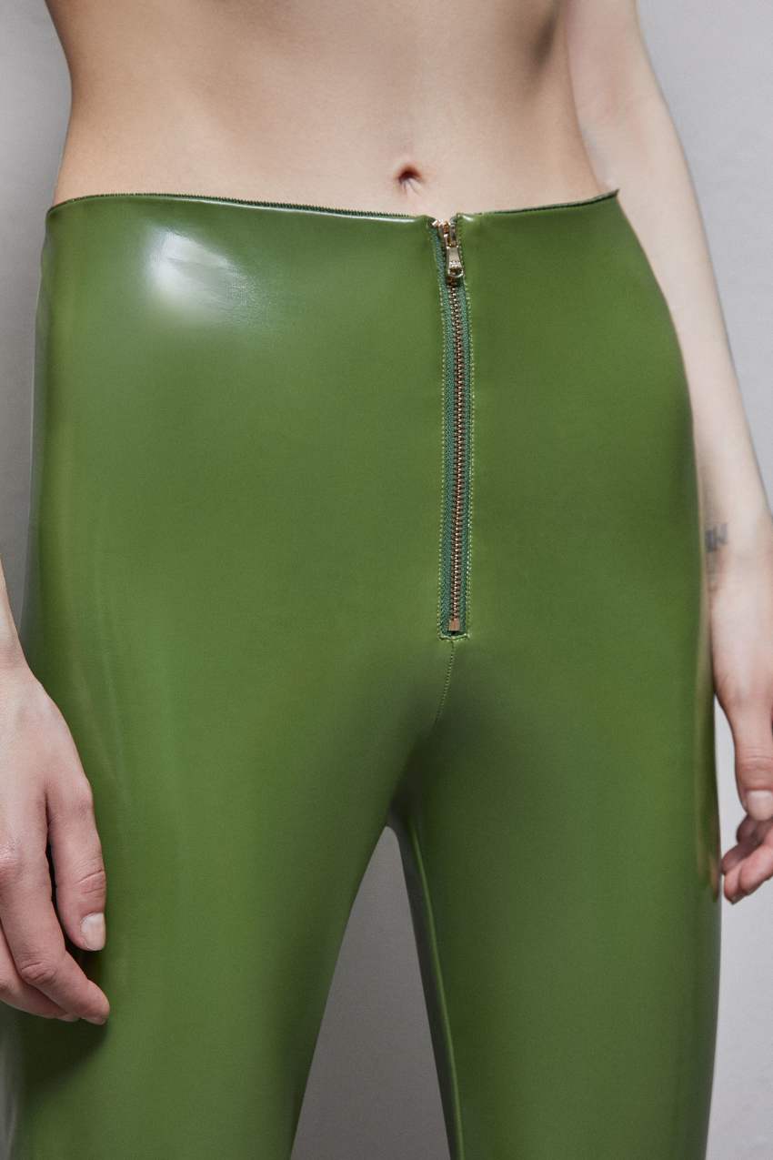 Green Patrizia Pepe High-waisted Faux Leather Leggings | BKJ614750