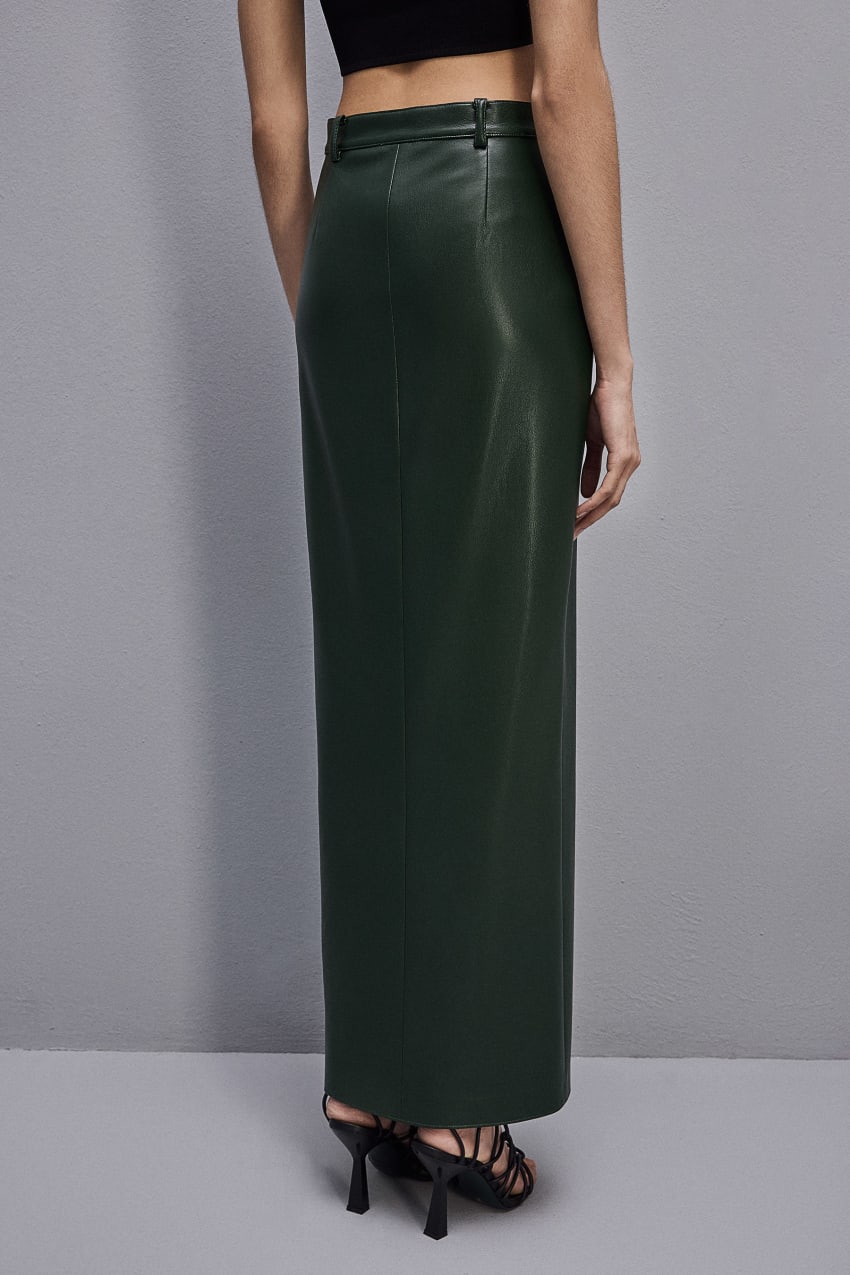 Green Patrizia Pepe Long Skirt In Coated Fabric | VGM805639