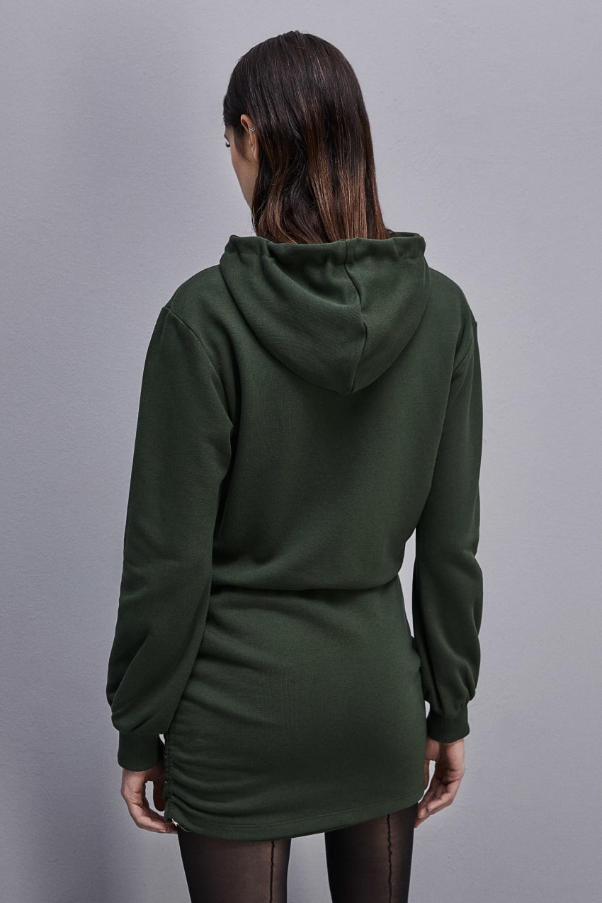 Green Patrizia Pepe Long-sleeved Fleece Dress | BQD103784