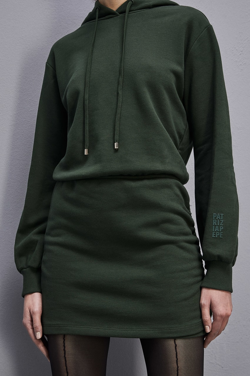 Green Patrizia Pepe Long-sleeved Fleece Dress | BQD103784