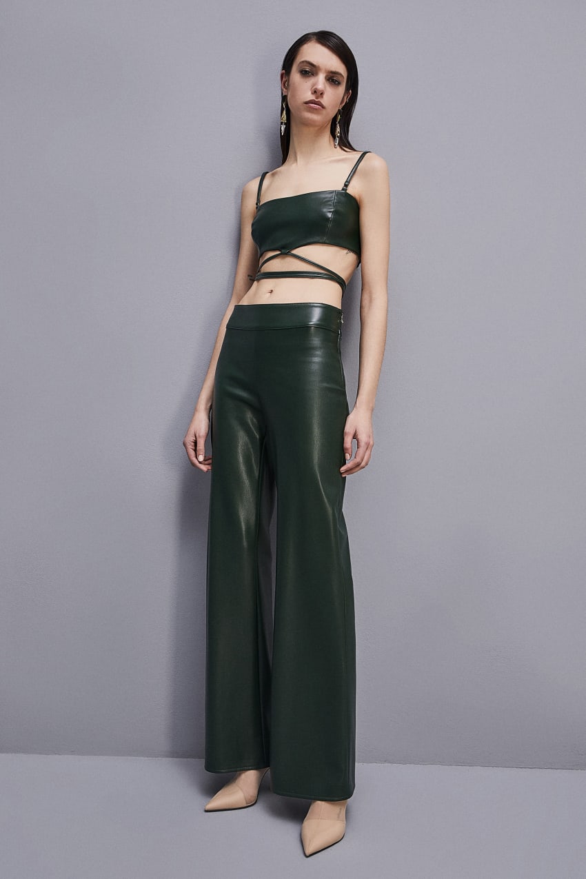 Green Patrizia Pepe Low-waisted Palazzo Fit Pants | KLA291406