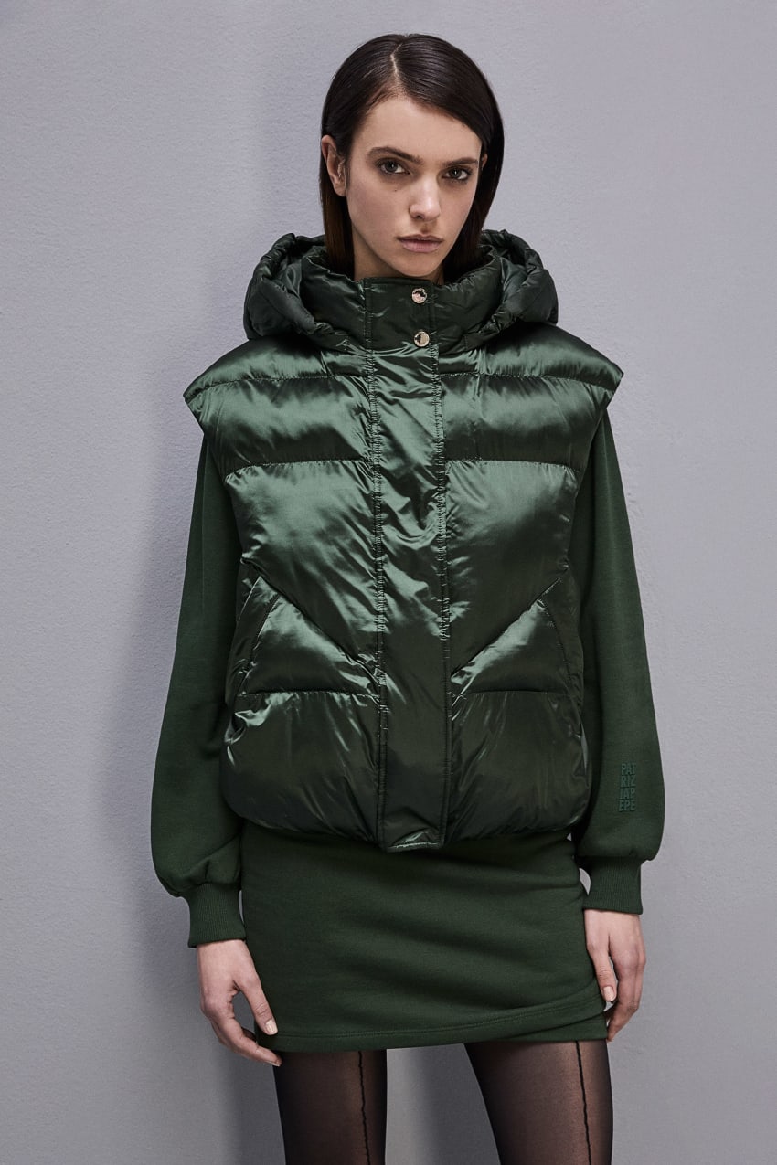 Green Patrizia Pepe Nylon Sleeveless Down Jacket | BJT423876