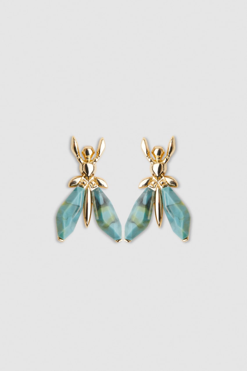 Green Patrizia Pepe Precious Fly Earrings With Stones | CPS816032