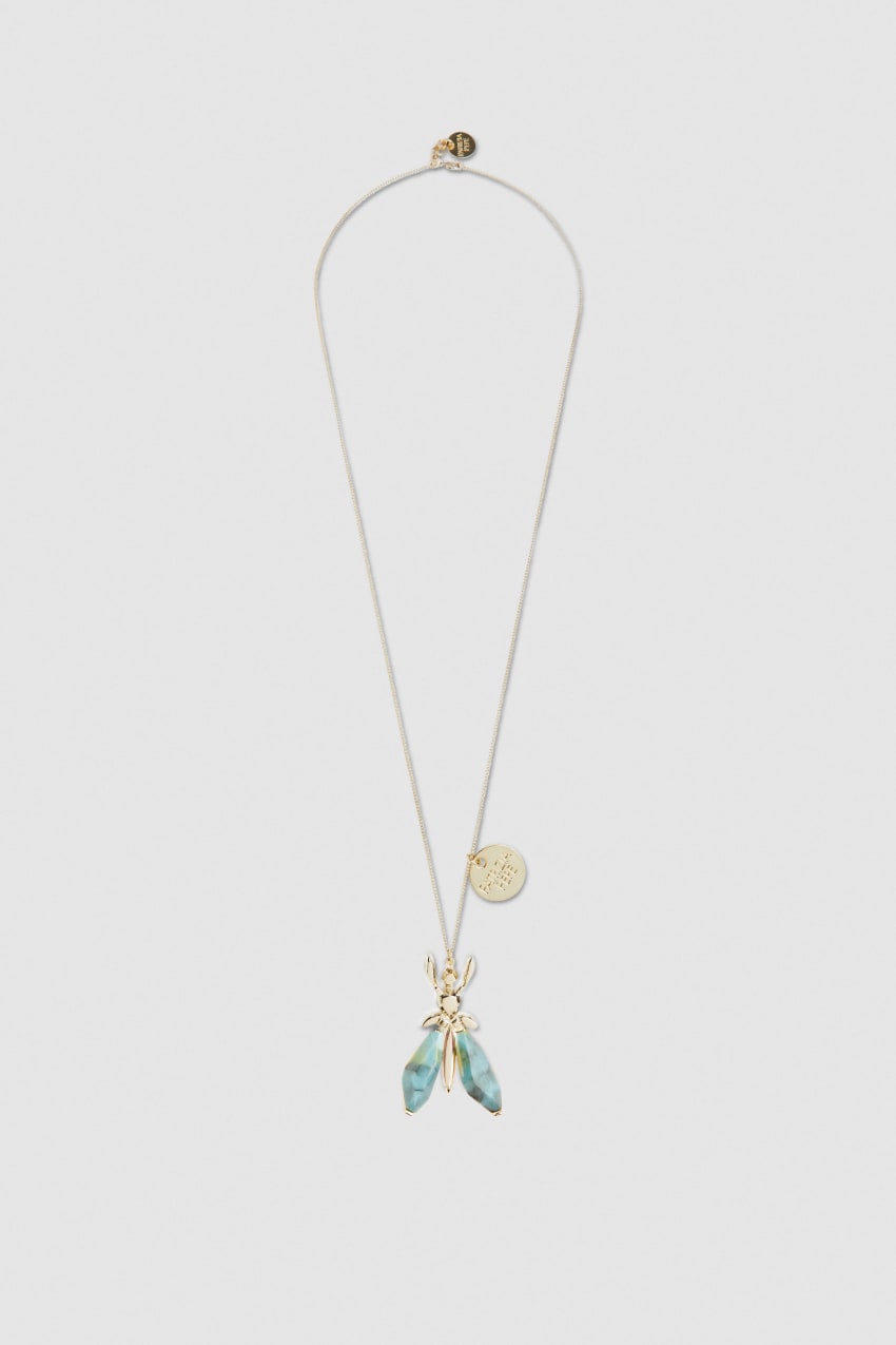 Green Patrizia Pepe Precious Fly Necklace With Stones | SOR432875