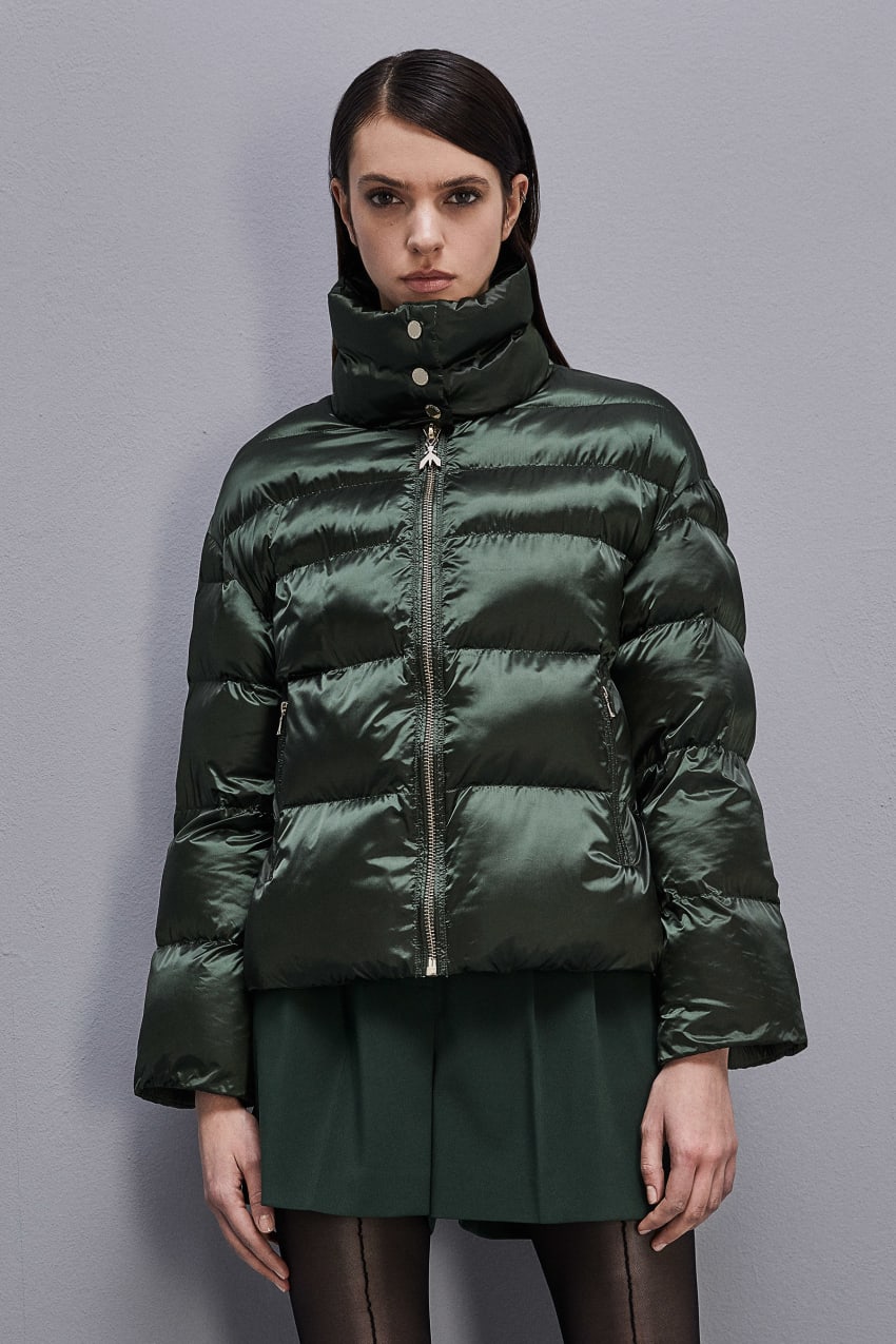 Green Patrizia Pepe Shiny Nylon Down Jacket | GSZ470362