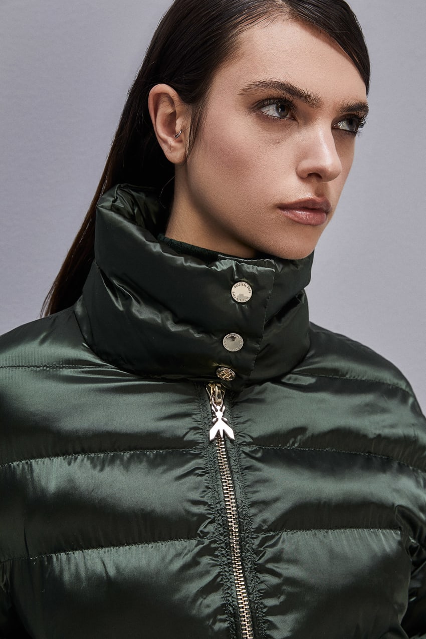 Green Patrizia Pepe Shiny Nylon Down Jacket | GSZ470362