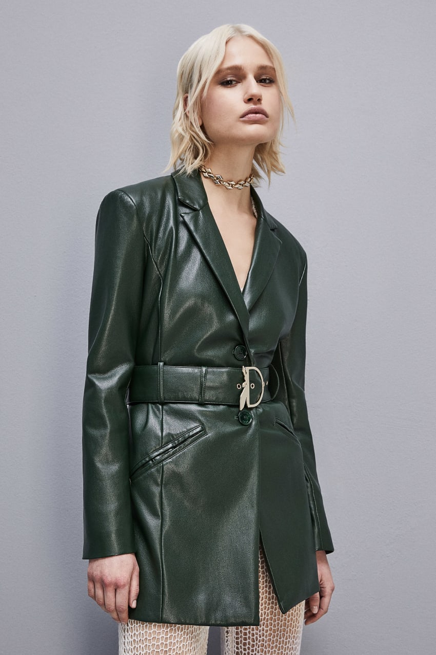 Green Patrizia Pepe Two-button Jacket In Coated Fabric | GDJ342970