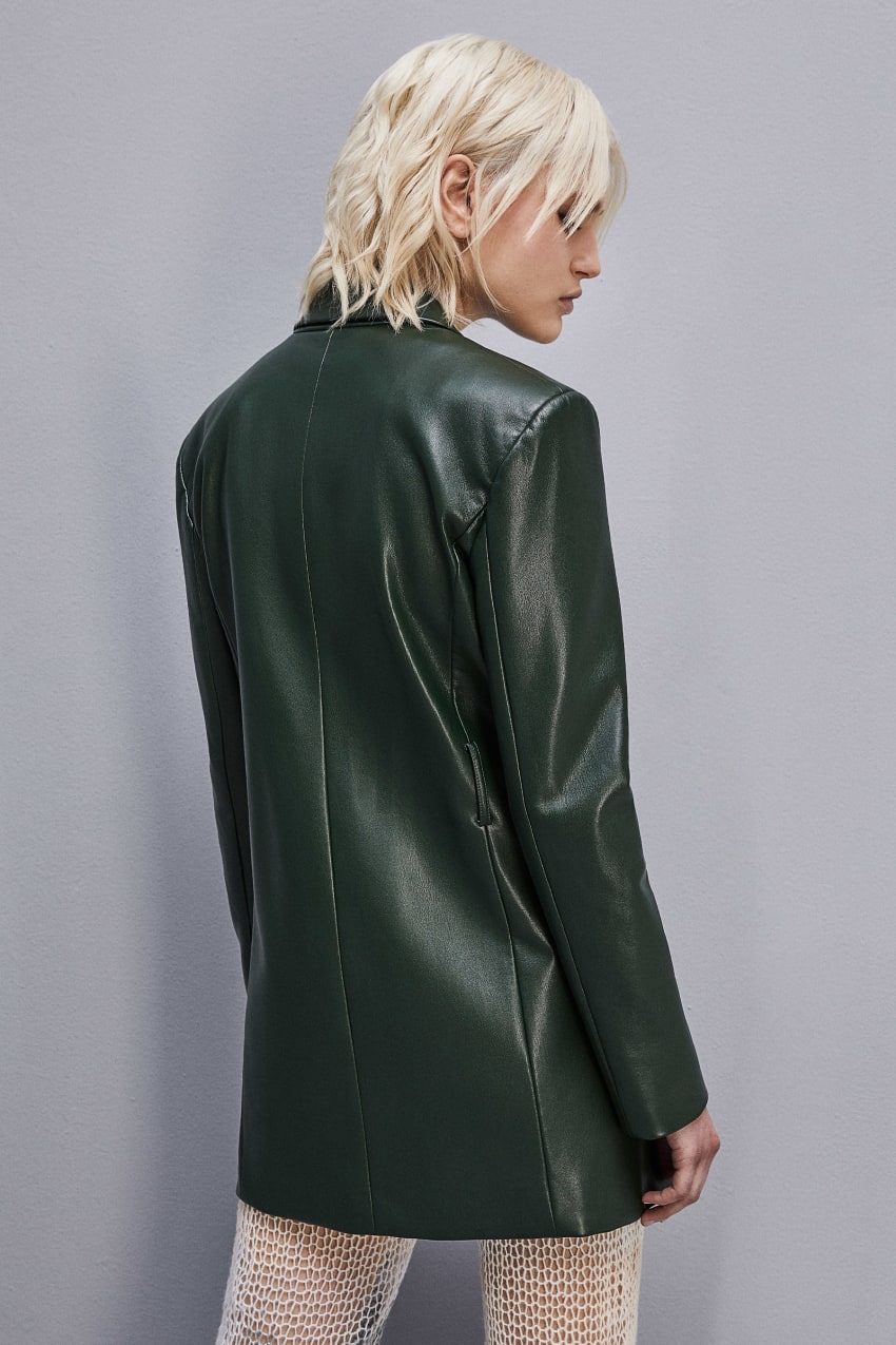 Green Patrizia Pepe Two-button Jacket In Coated Fabric | GDJ342970