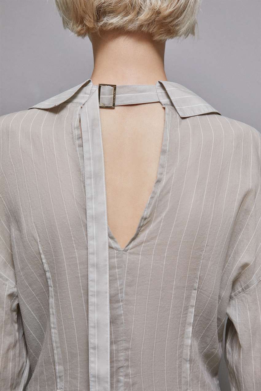 Grey Patrizia Pepe Cotton Pinstripe Shirt | LUA193704