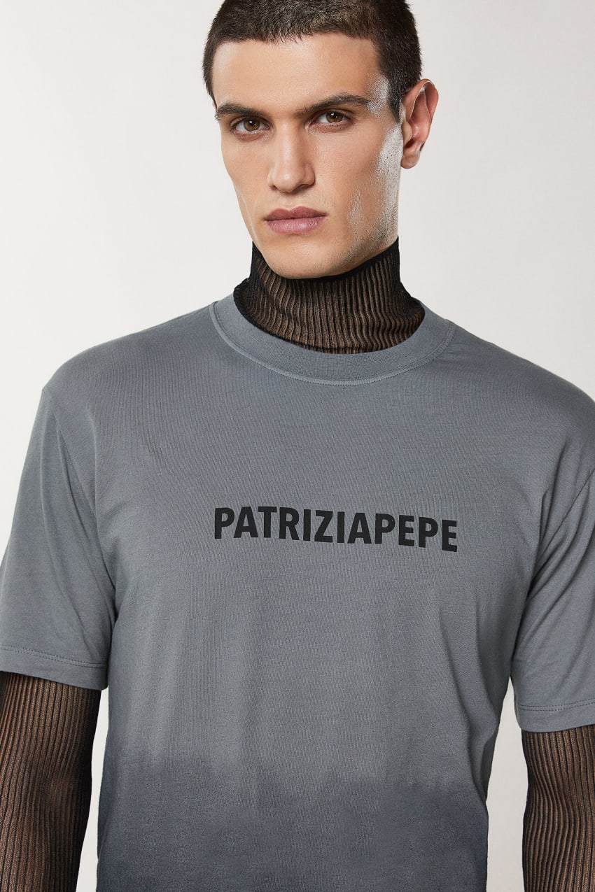 Grey Patrizia Pepe Degradé Cotton T-shirt | CBT150327