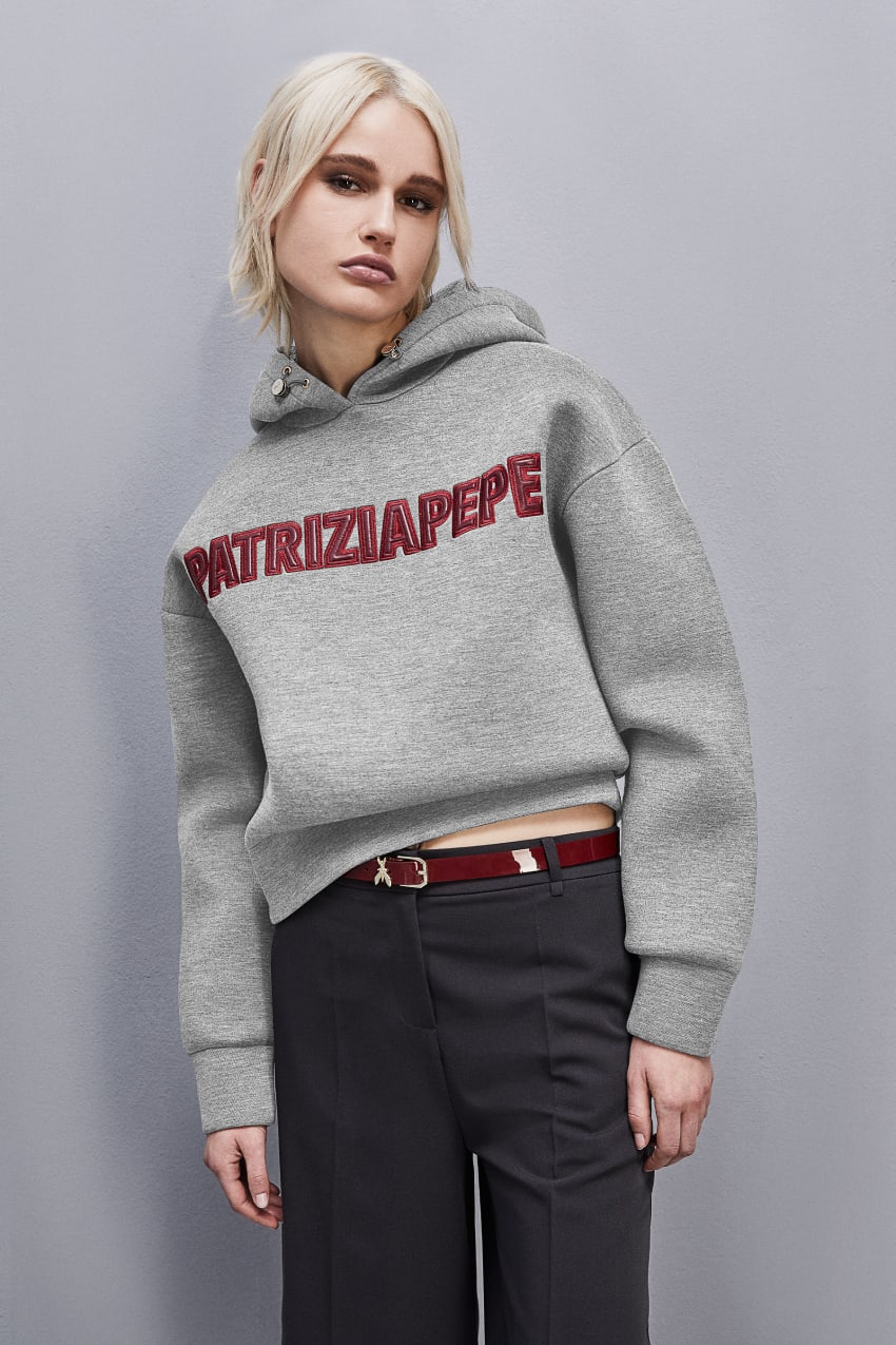 Grey Patrizia Pepe Oversized Hoodie | UOW601439