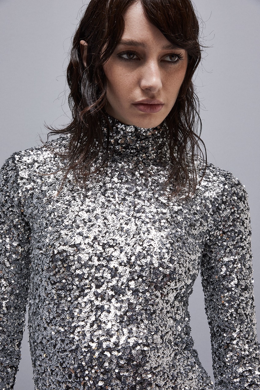 Grey Patrizia Pepe Sequined Body Shirt | PEG810567