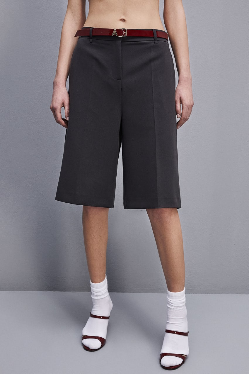 Grey Patrizia Pepe Soft Viscose Bermuda Shorts | MIN983164