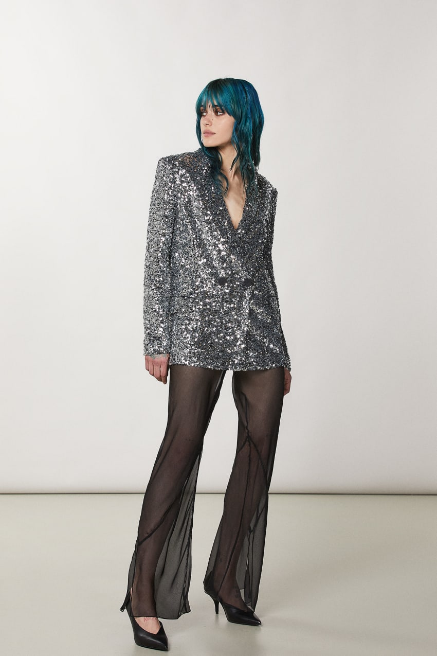 Grey Patrizia Pepe Two-button Jacket With Sequins | IKO481602