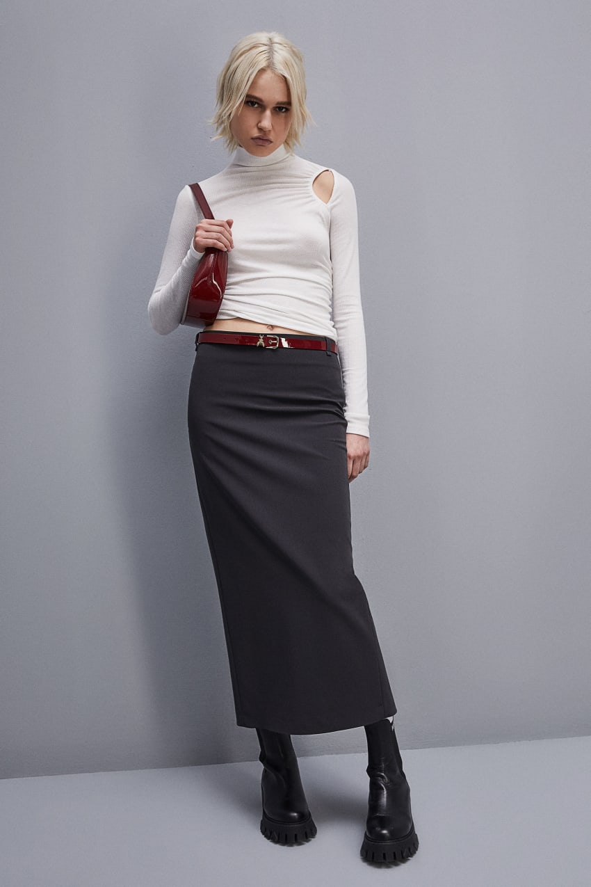 Grey Patrizia Pepe Viscose Pencil Skirt | XYO075148