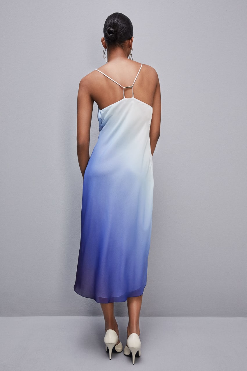 Light Blue Patrizia Pepe Chiffon Drop-neck Midi Dress | SUQ534821