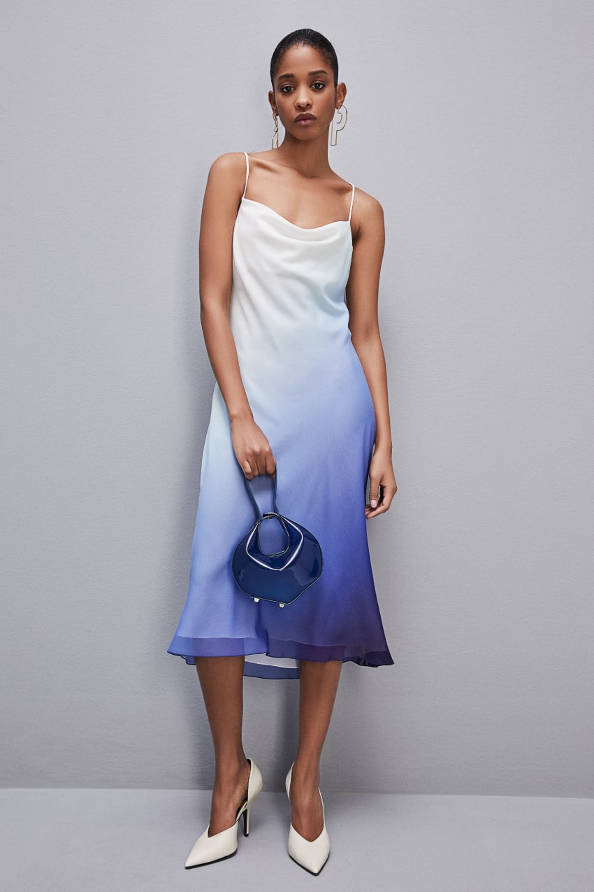 Light Blue Patrizia Pepe Chiffon Drop-neck Midi Dress | SUQ534821