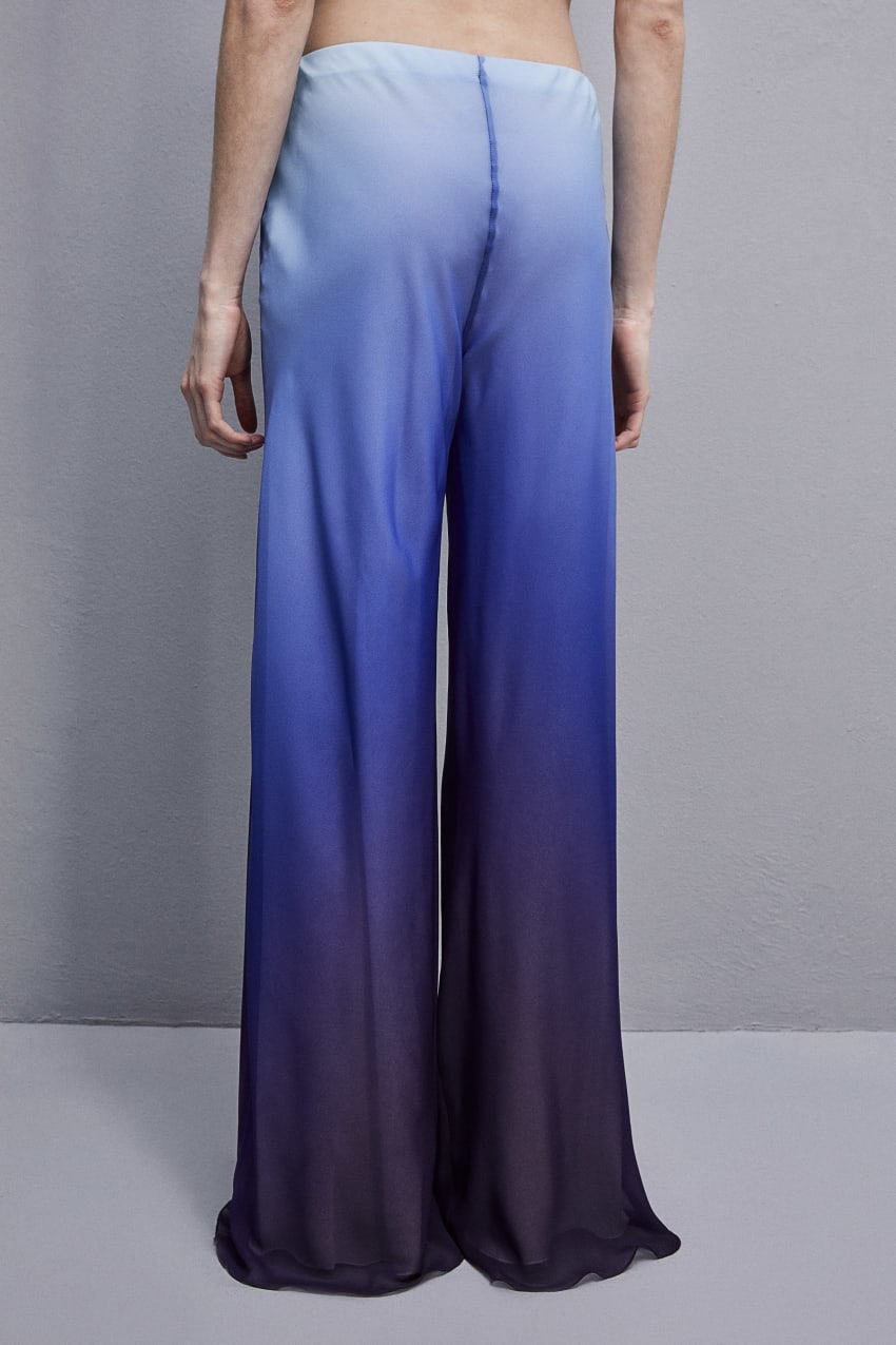 Light Blue Patrizia Pepe Chiffon Pants With Degradè Print | ITS824570