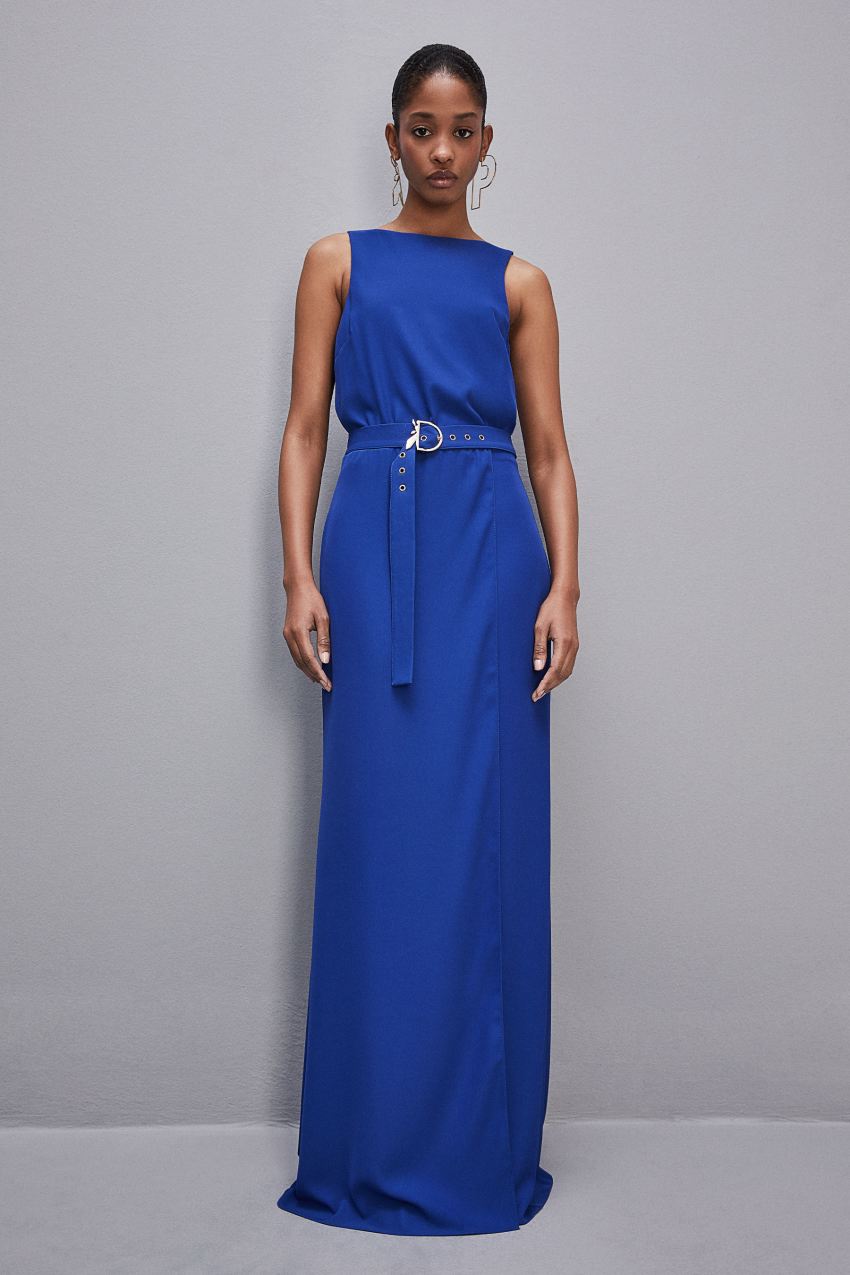 Light Blue Patrizia Pepe Extra Long Soft Sleeveless Dress In Twill | EKT416257