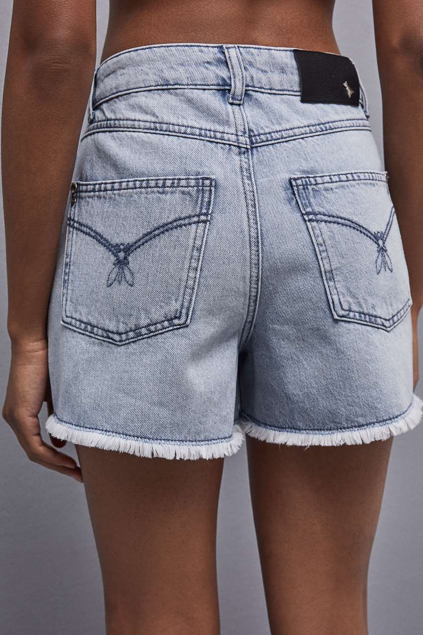 Light Blue Patrizia Pepe Frayed Denim Shorts | OPL514368