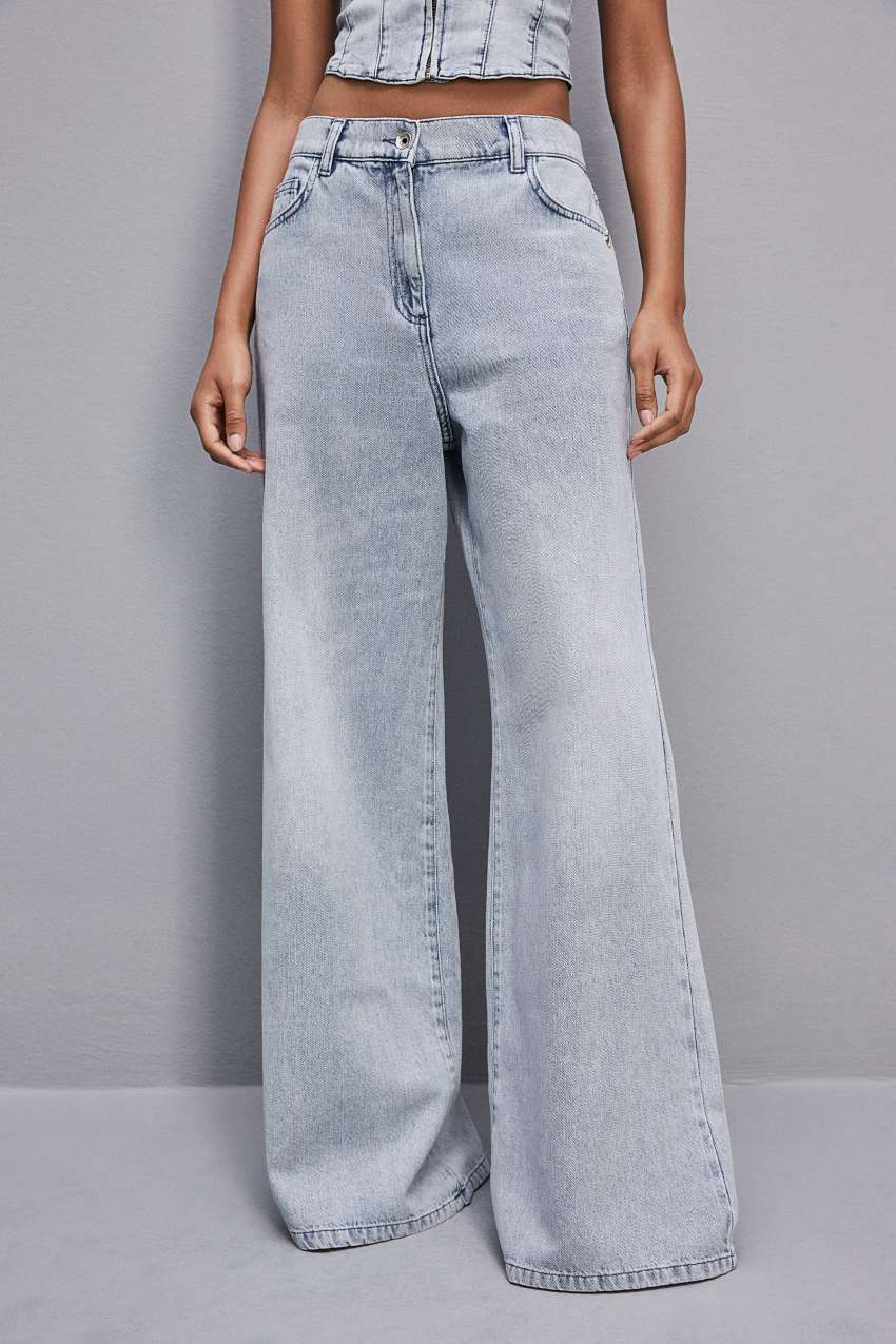 Light Blue Patrizia Pepe Low Rise Oversized Denim Jeans | GXF319876