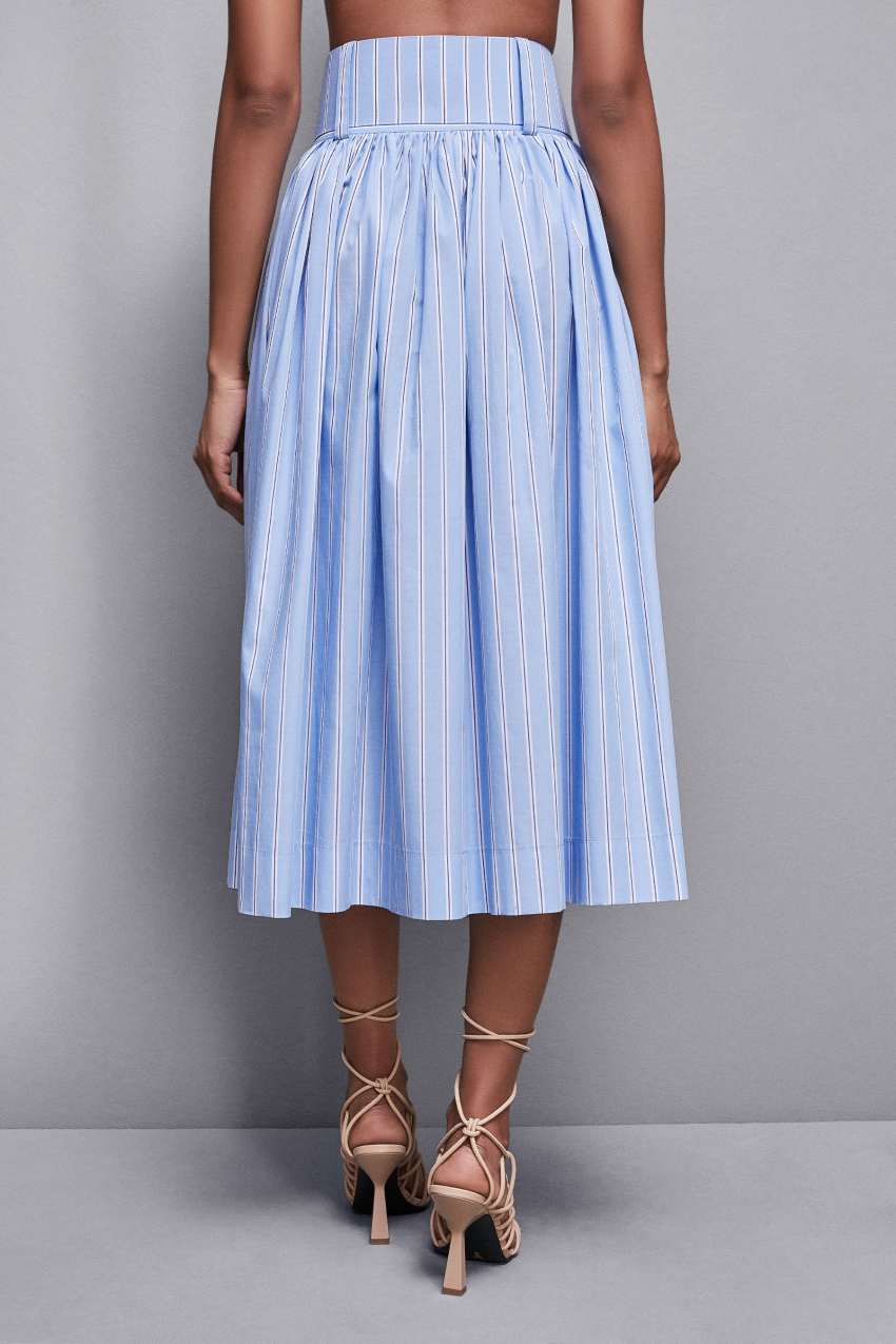 Light Blue Patrizia Pepe Midi Flared Skirt With Belt | GQU483105