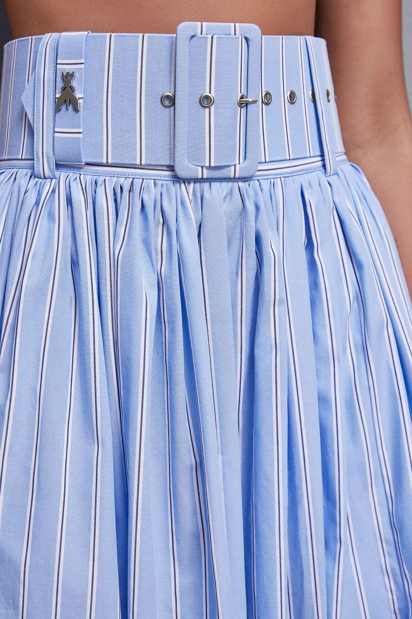 Light Blue Patrizia Pepe Midi Flared Skirt With Belt | GQU483105