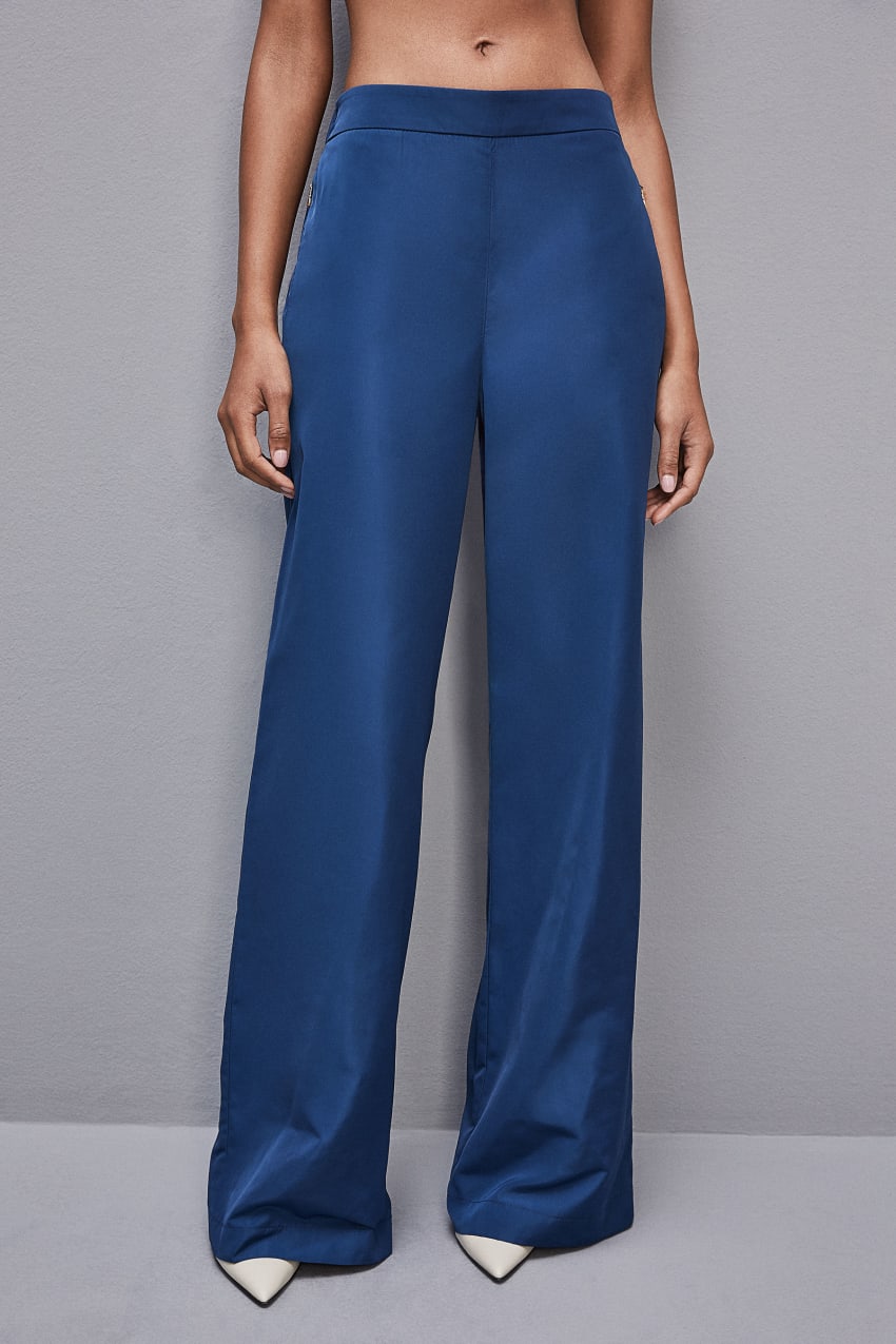 Light Blue Patrizia Pepe Palazzo Pants In Technical Fabric | SGT530168