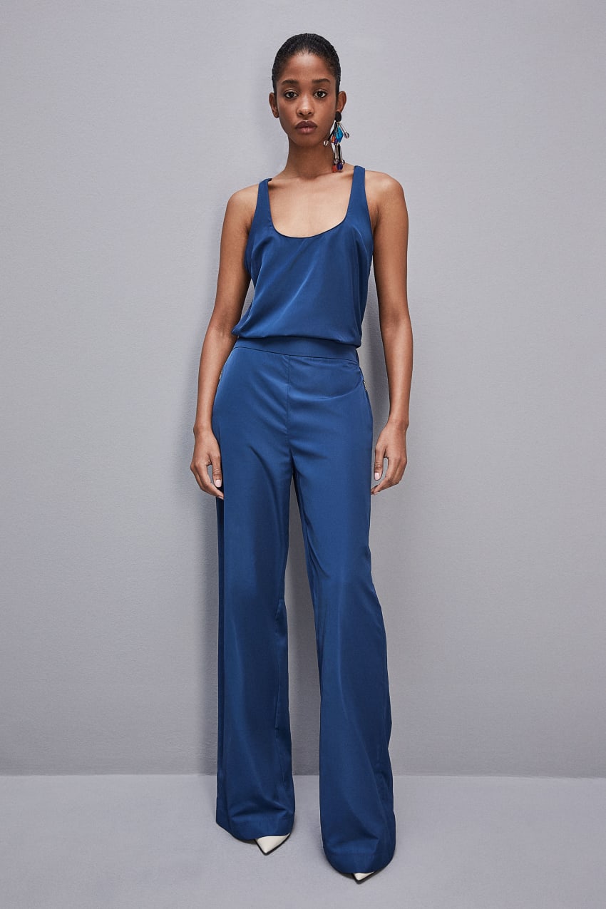 Light Blue Patrizia Pepe Palazzo Pants In Technical Fabric | SGT530168