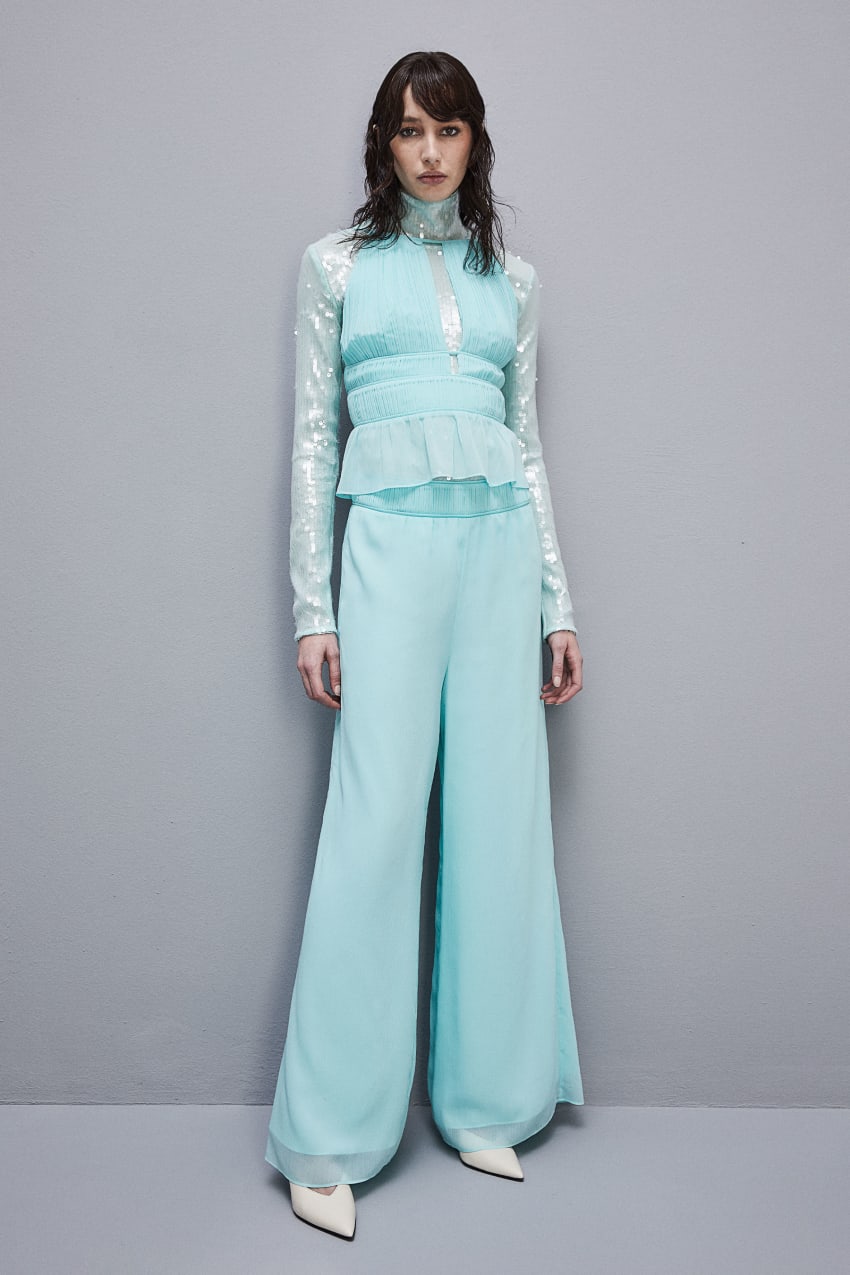 Light Blue Patrizia Pepe Regular Waist Palazzo Pants | PNU012438