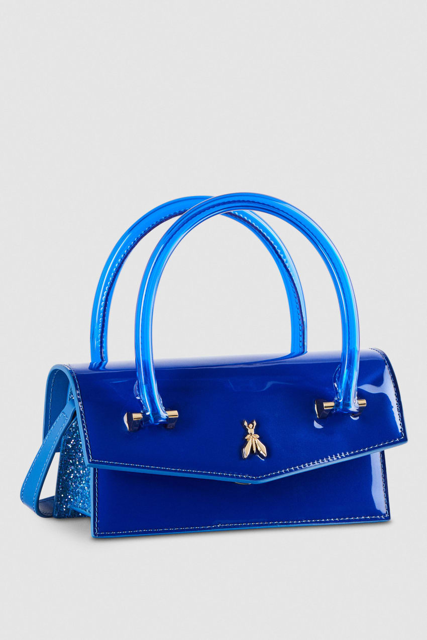 Light Blue Patrizia Pepe Shoulder Bag In Coated Fabric And Leather Trim | UMA039628