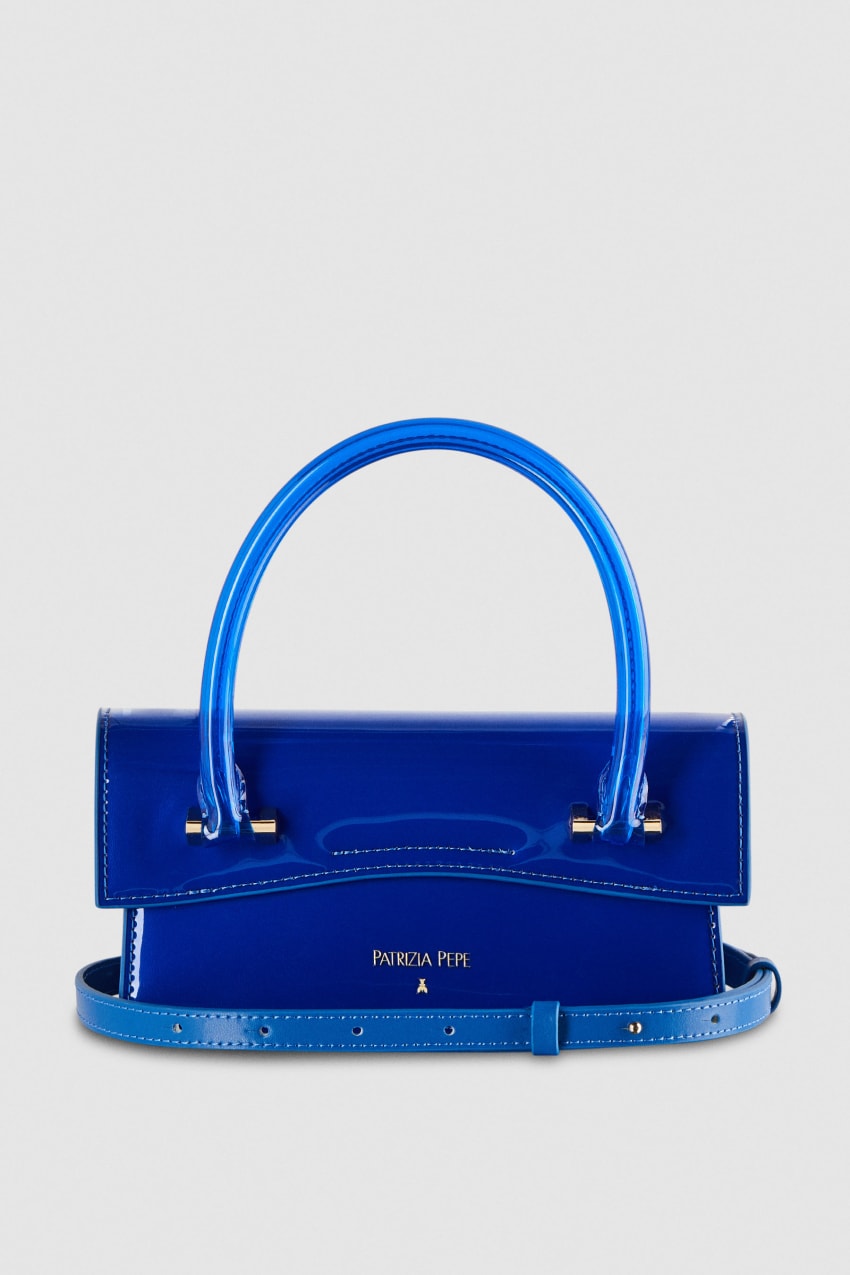 Light Blue Patrizia Pepe Shoulder Bag In Coated Fabric And Leather Trim | UMA039628