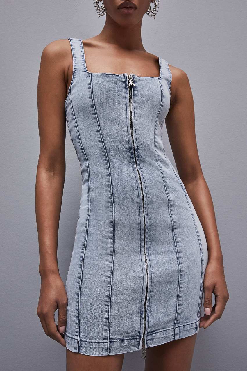 Light Blue Patrizia Pepe Sleeveless Denim Mini Dress | WHZ970325