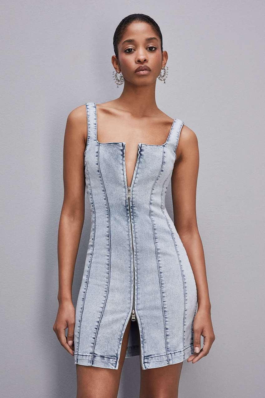 Light Blue Patrizia Pepe Sleeveless Denim Mini Dress | WHZ970325