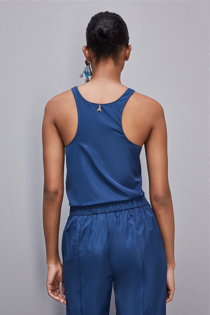 Light Blue Patrizia Pepe Sleeveless Top Shirt With Round Neckline | CYK069147