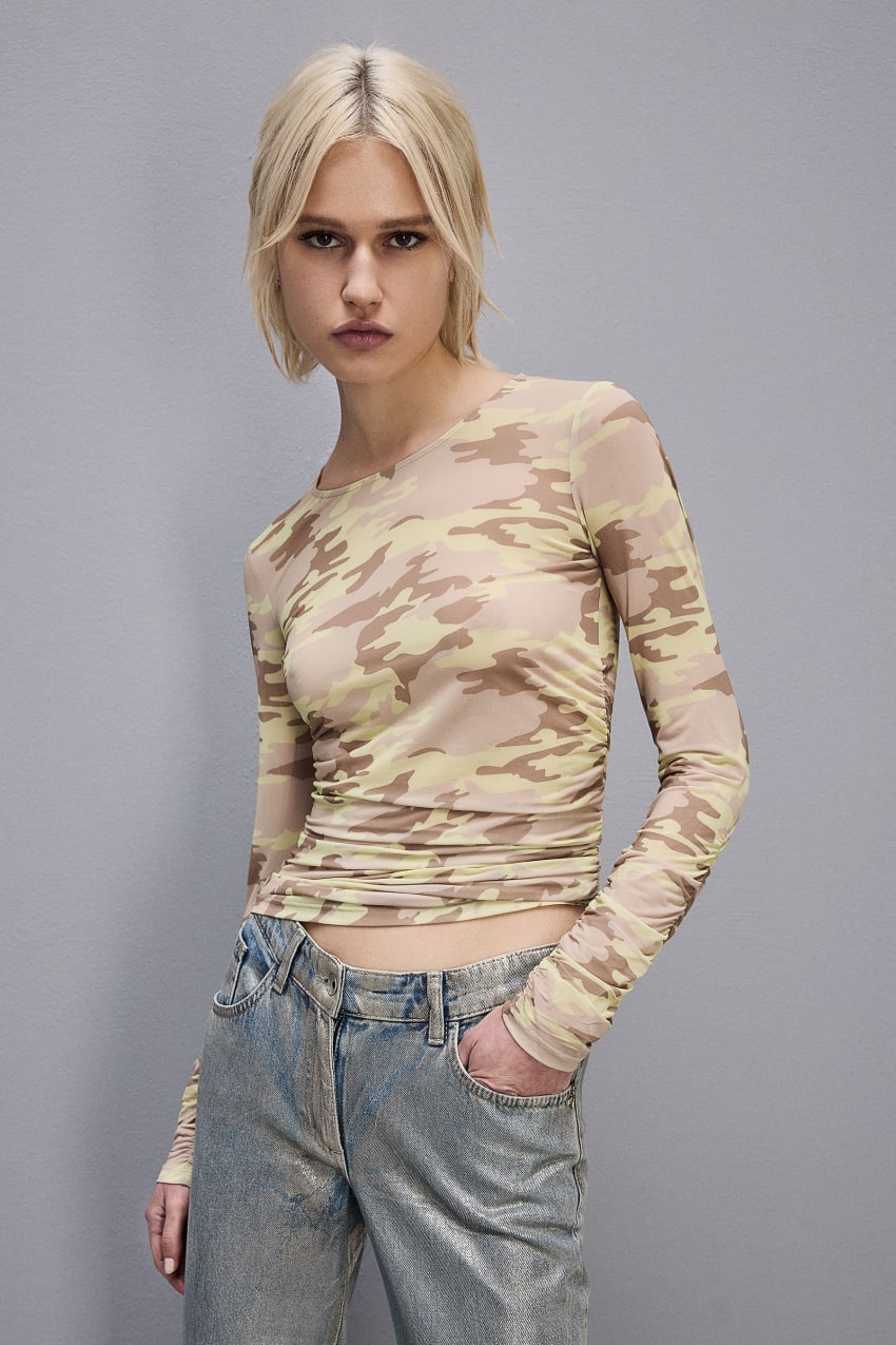 Militare Patrizia Pepe Stretch Tulle T-shirt | VSQ451836