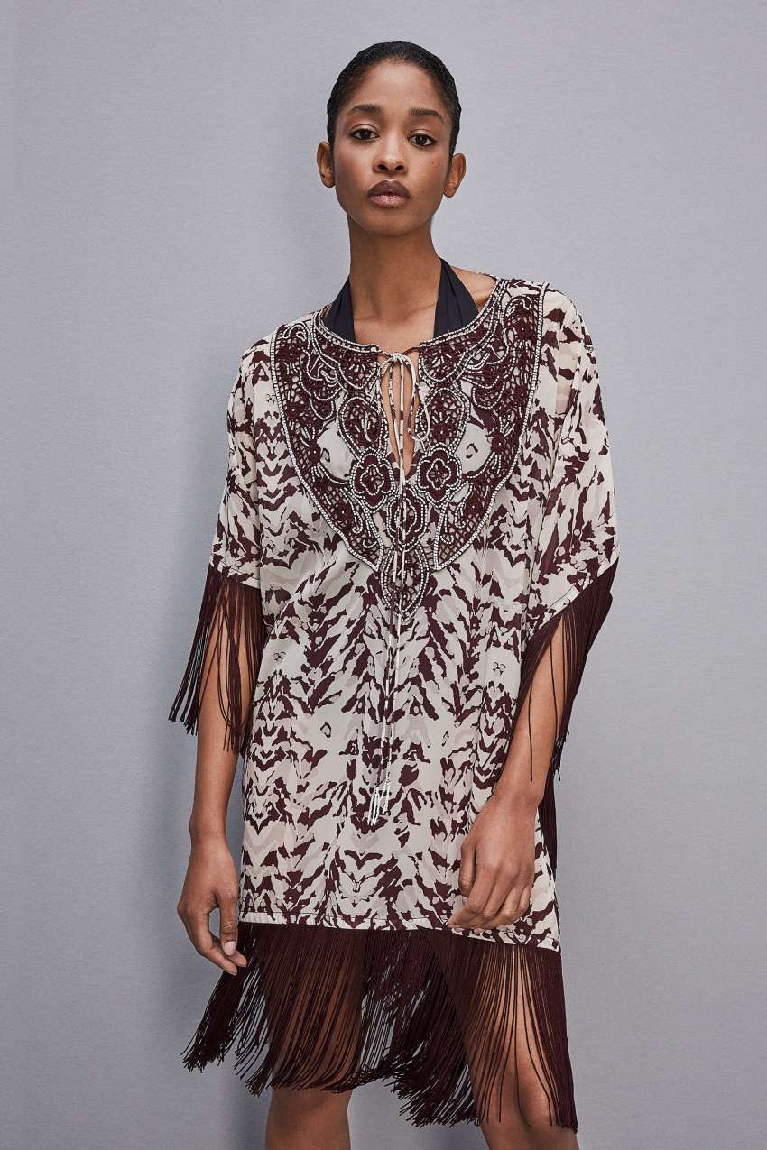 Multicolor Patrizia Pepe Hand-embroidered Kaftan With Georgette Fringing | UJI716908