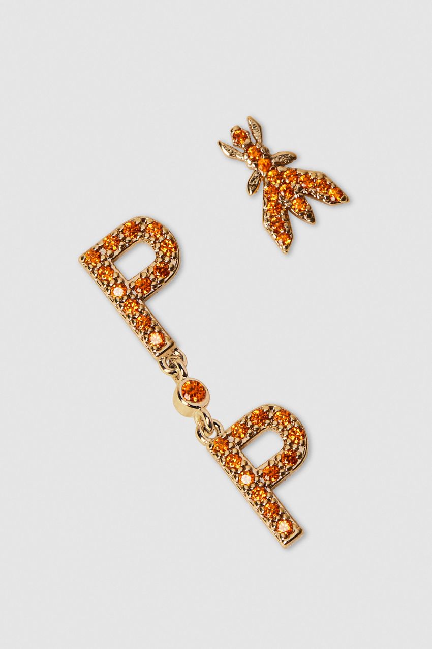 Orange Patrizia Pepe Brass And Glass Earrings | PYC193754