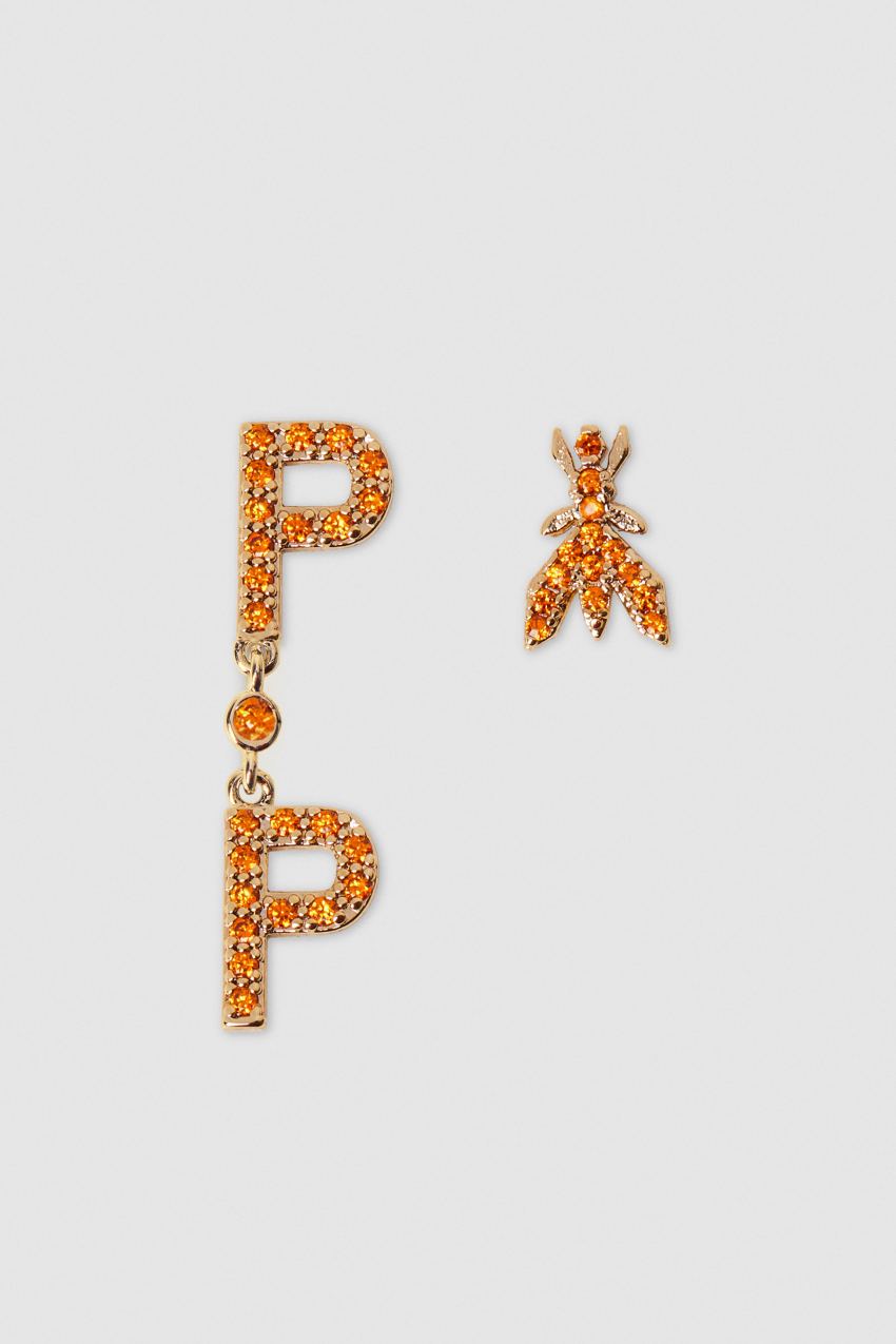 Orange Patrizia Pepe Brass And Glass Earrings | PYC193754