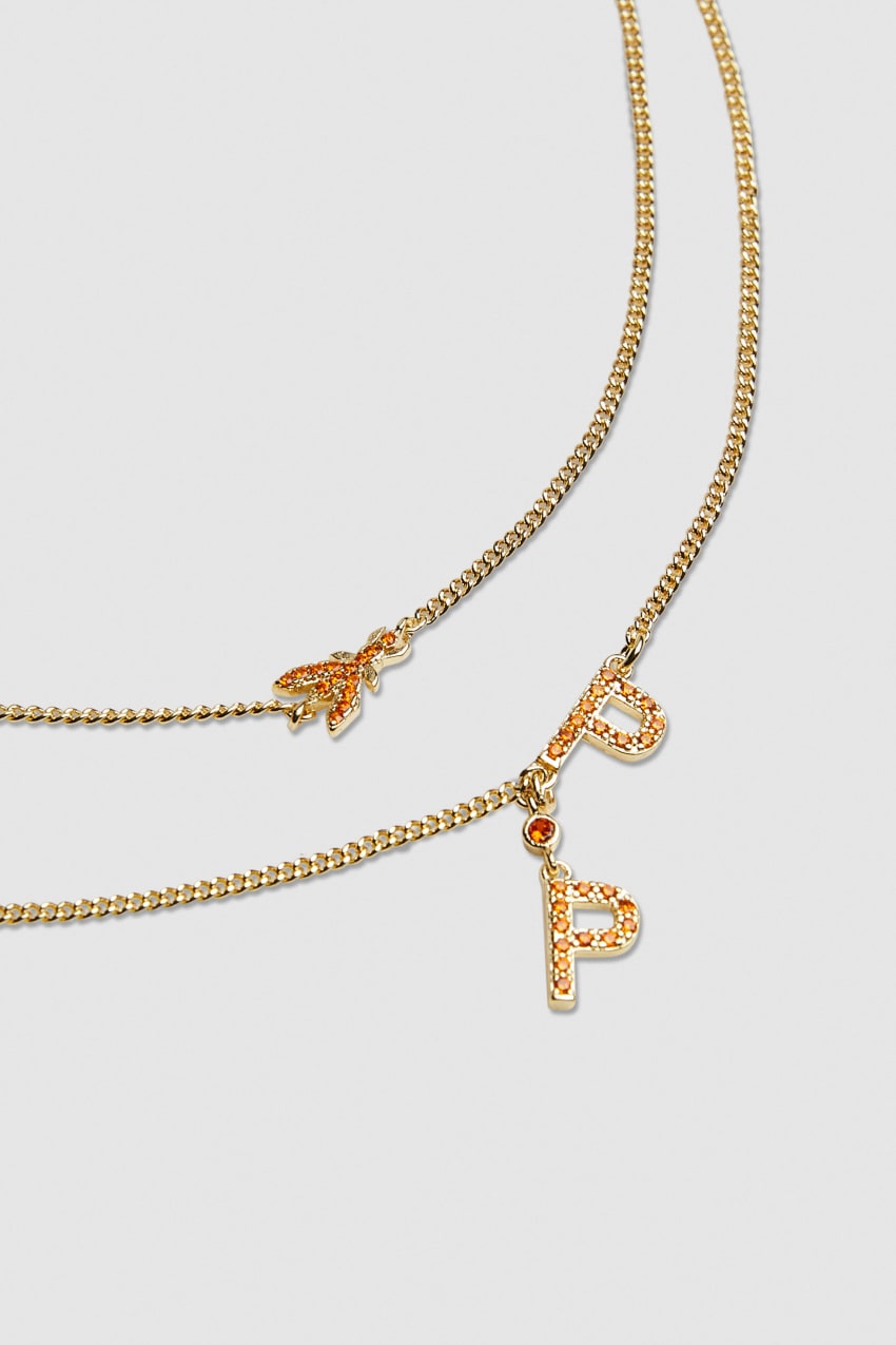 Orange Patrizia Pepe Double Chain Brass Necklace | QEK913807