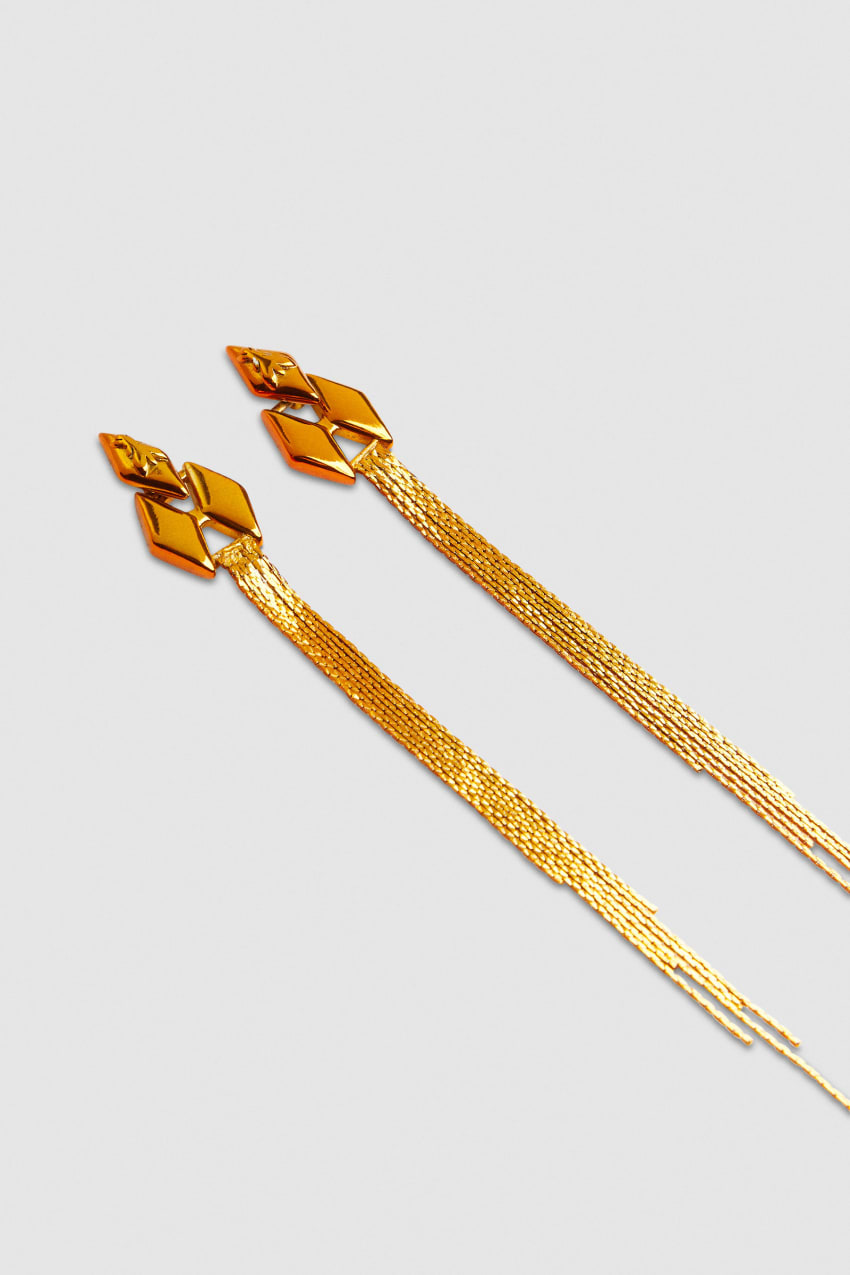 Orange Patrizia Pepe Pendant Earrings With Micro Fly Links And Metal Fringing | VYP231904