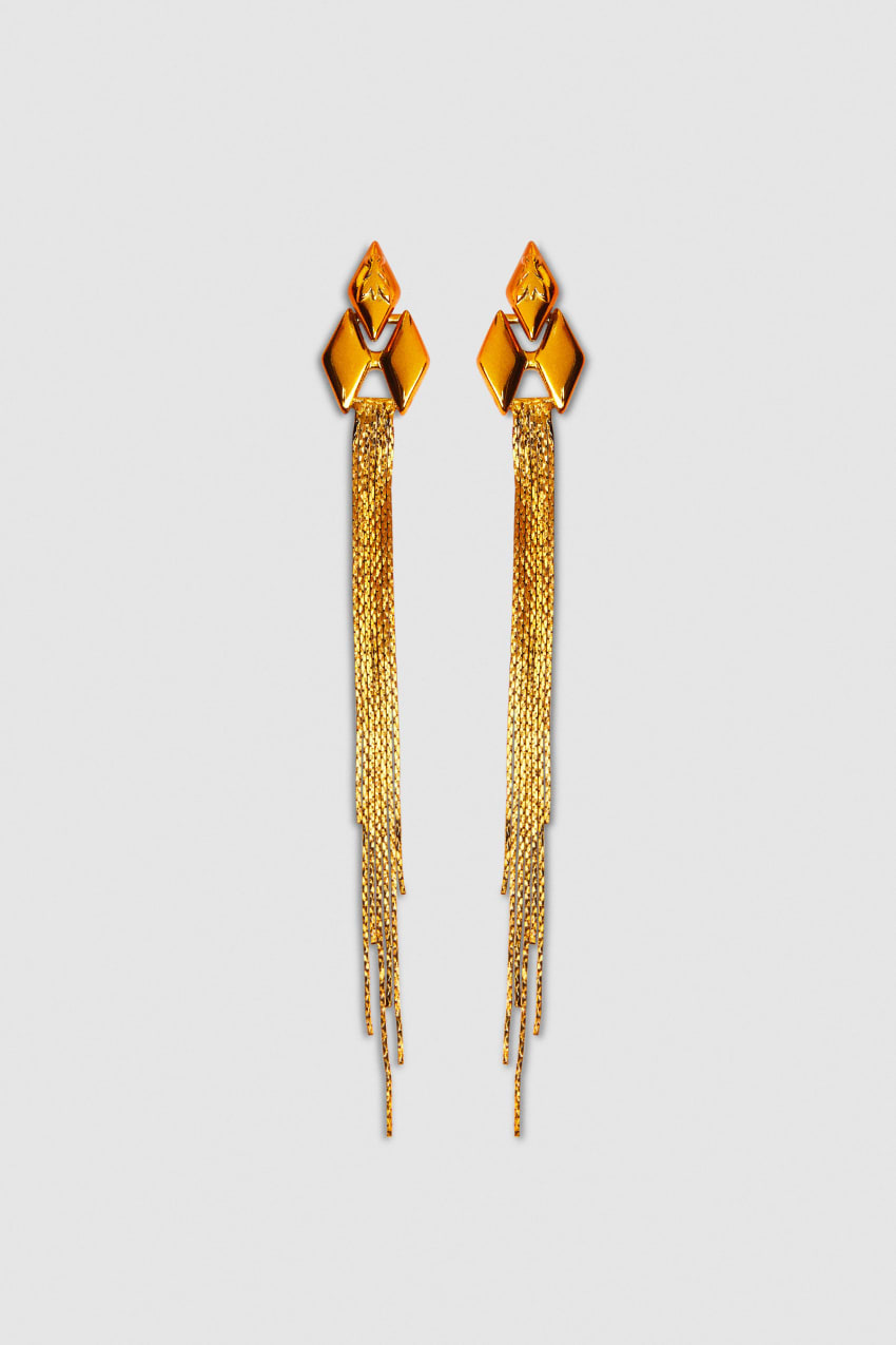 Orange Patrizia Pepe Pendant Earrings With Micro Fly Links And Metal Fringing | VYP231904