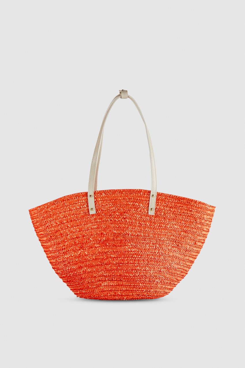 Orange Patrizia Pepe Wide Braided Straw Shopping Bag | PKF562401