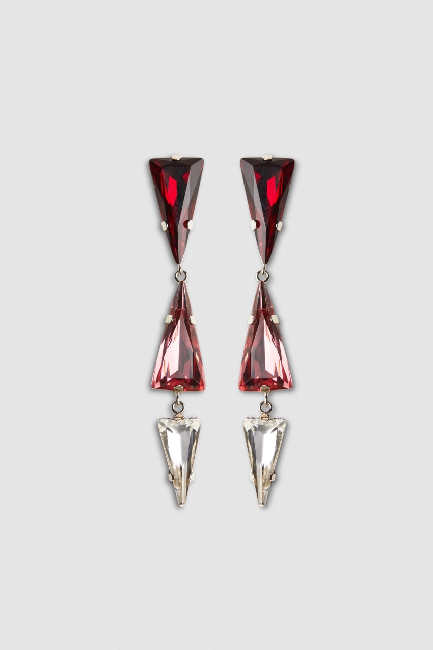 Pink Patrizia Pepe Brass Earrings With Rhinestones | UYQ473291