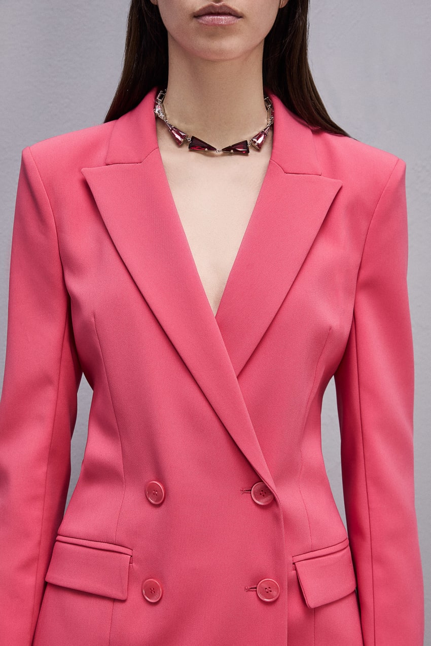 Pink Patrizia Pepe Essential Double-breasted Suit Jacket | OWK823407