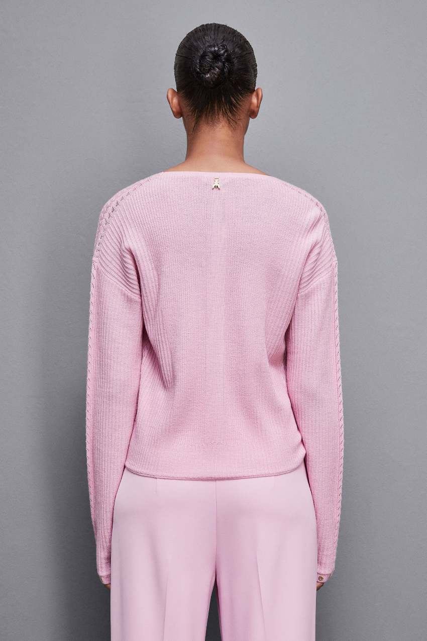 Pink Patrizia Pepe Essential Wool Ribbed Sweater | SET760428