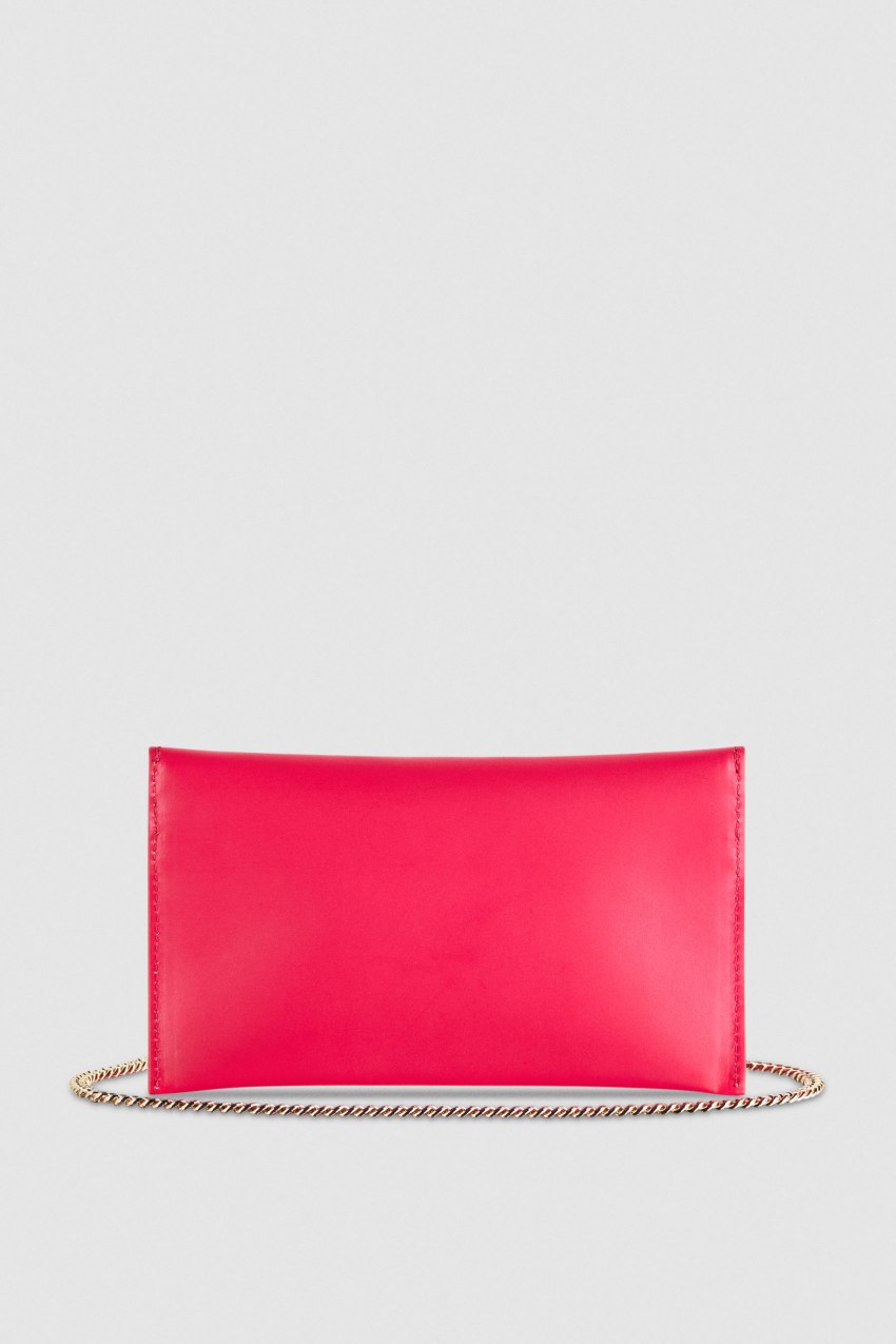 Pink Patrizia Pepe Leather Clutch Bag With Chain Shoulder Strap | PSV385601