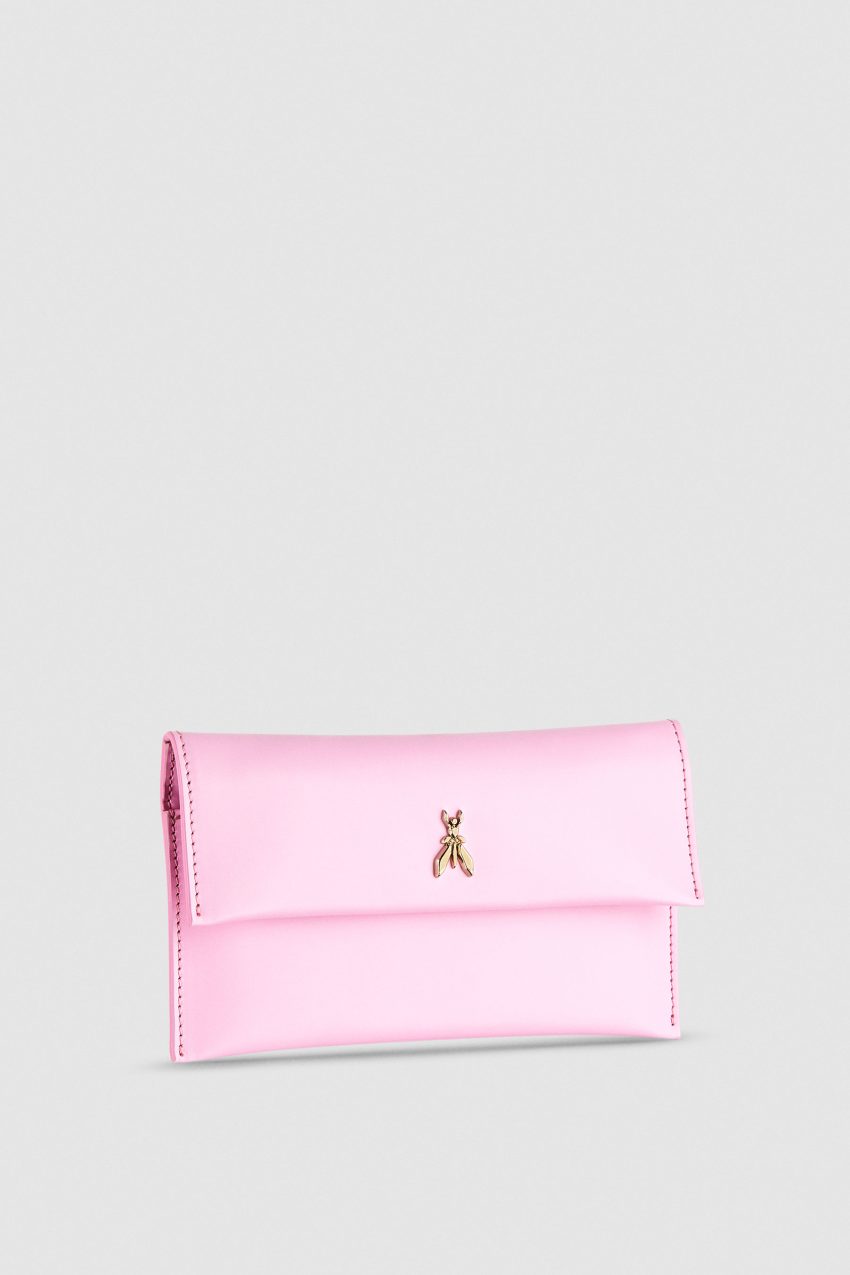 Pink Patrizia Pepe Leather Clutch Bag With Chain Shoulder Strap | ZMQ104827